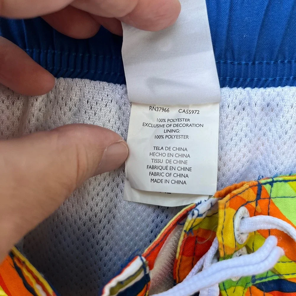 Nike Mens XL Board Shorts Swim Trunks Geometric Abstract Orange Green Blue Multi